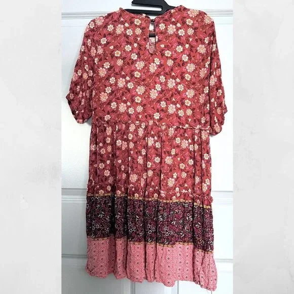 KNOX ROSE Red Floral Knee Length Dress Size Small EUC - Picture 4 of 7